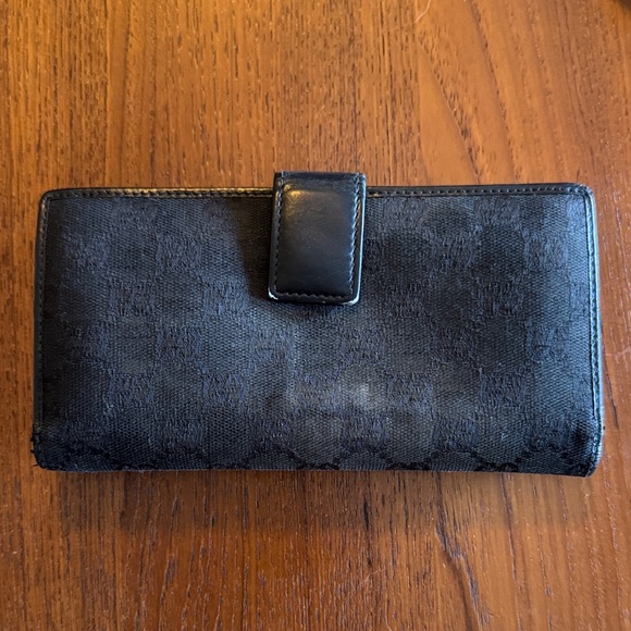 Gucci Black Canvas with Gold Hardware Luxury Wallet - Picture 5 of 9